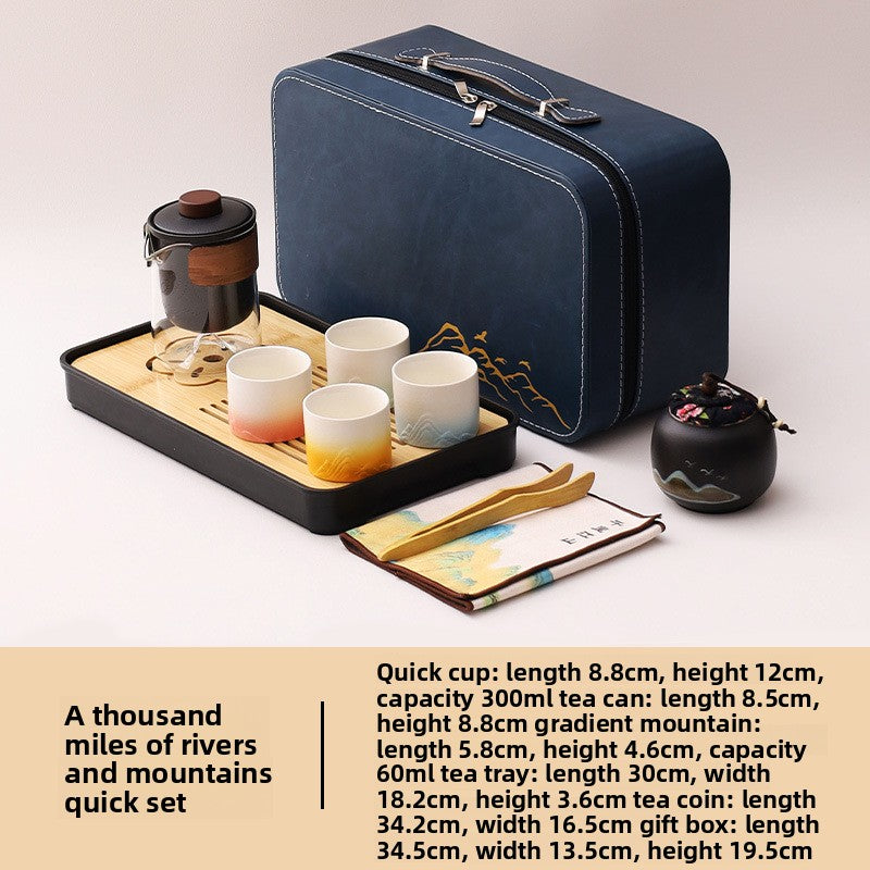 Portable Travel Tea Set with Traditional Design