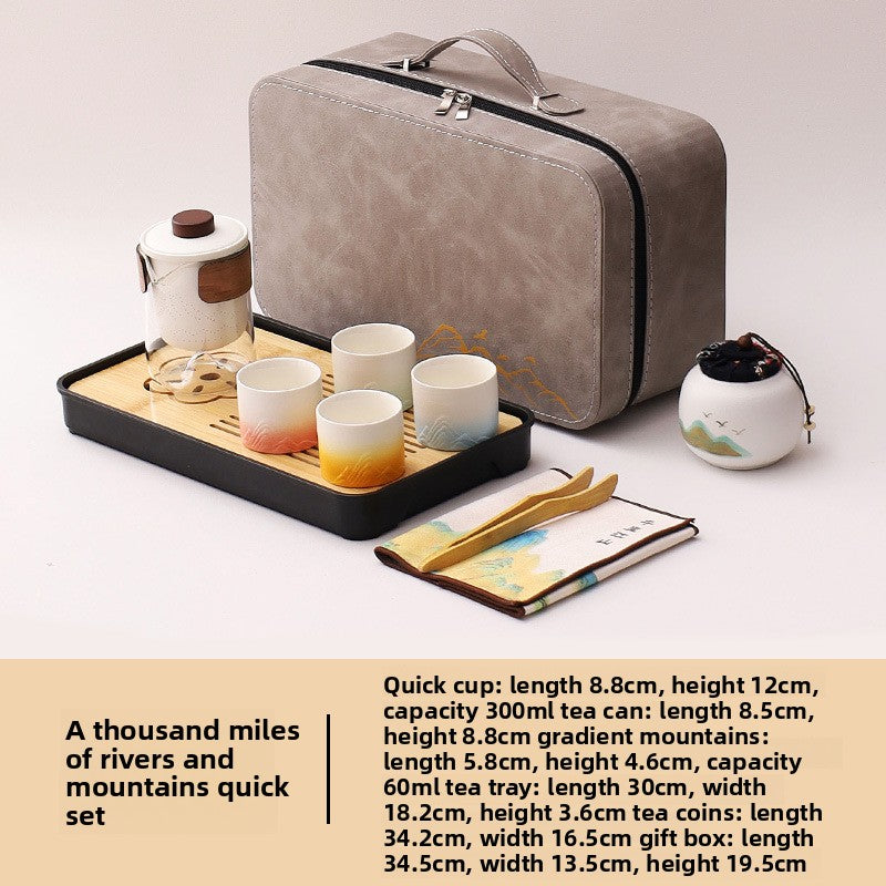 Portable Travel Tea Set with Traditional Design