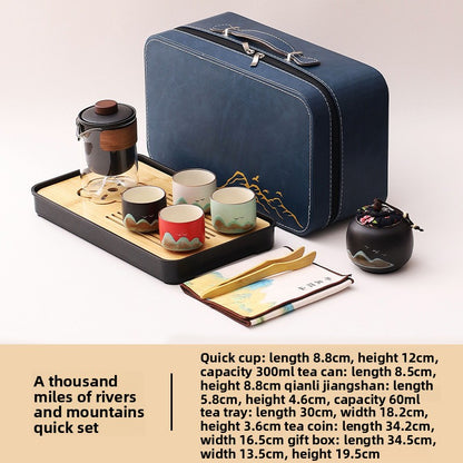 Portable Travel Tea Set with Traditional Design