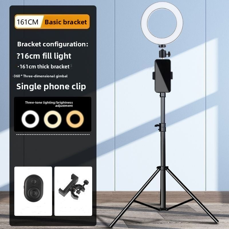 Portable tripod selfie stick with ground support