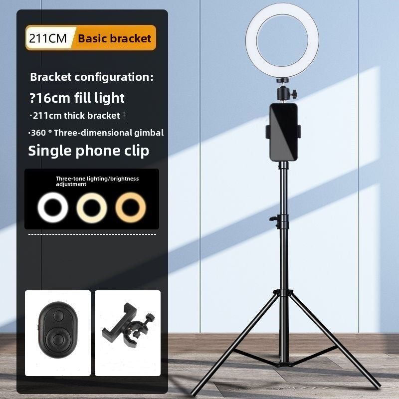 Portable tripod selfie stick with ground support