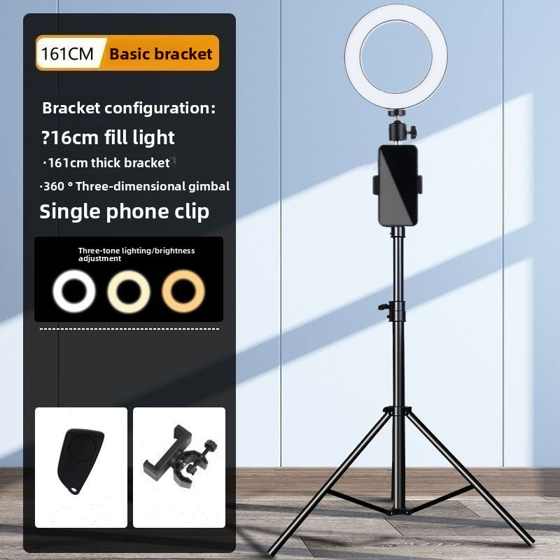 Portable tripod selfie stick with ground support