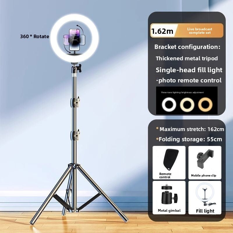 Portable tripod selfie stick with ground support
