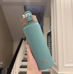 Frosted Straw Thermos Cup Pink 530ml