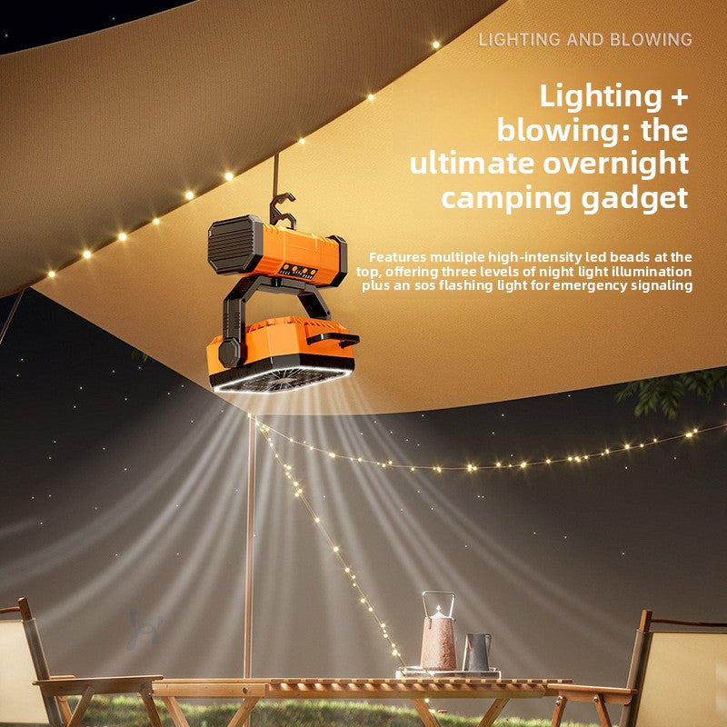 Portable USB Camping Fan with Humidifier and LED Light