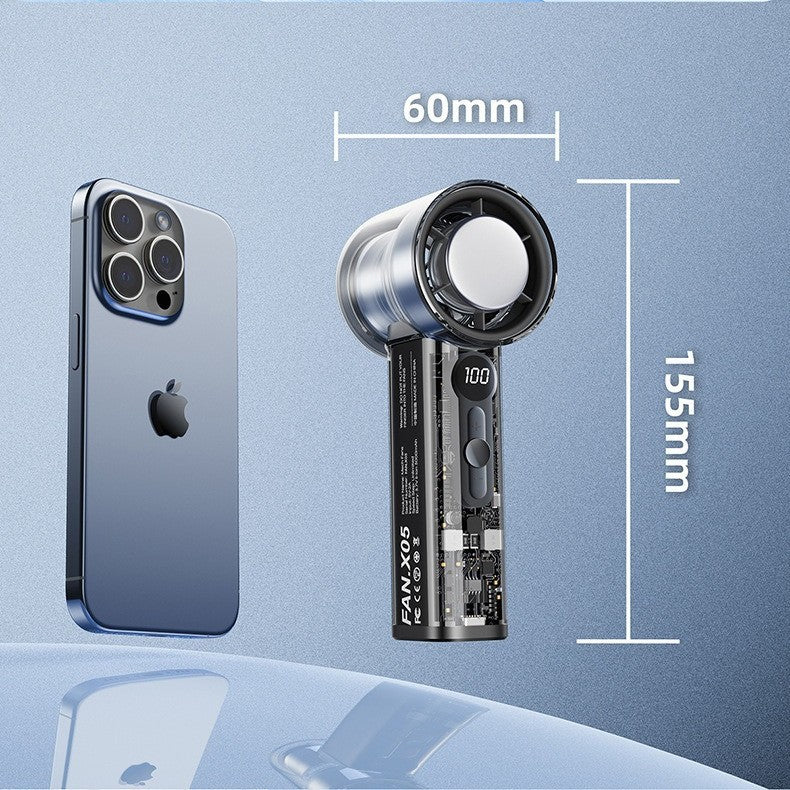Portable USB Handheld Fan with Transparent Housing
