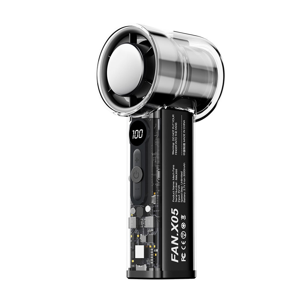 Portable USB Handheld Fan with Transparent Housing