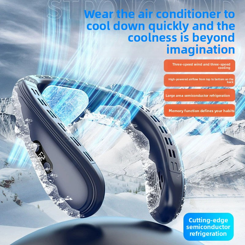 Portable USB Hanging Neck Fan with Digital Display