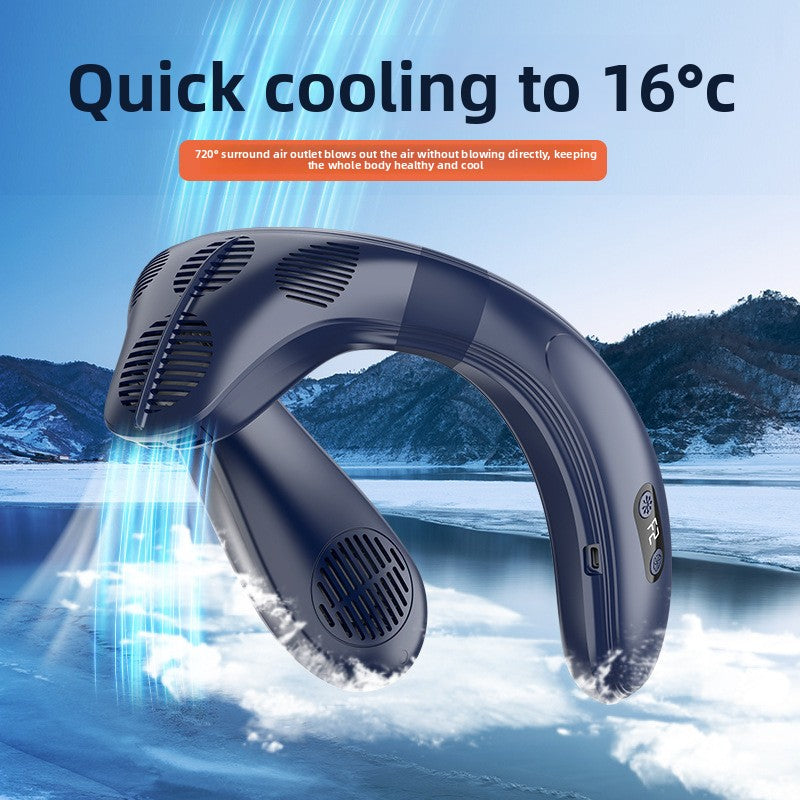 Portable USB Hanging Neck Fan with Digital Display