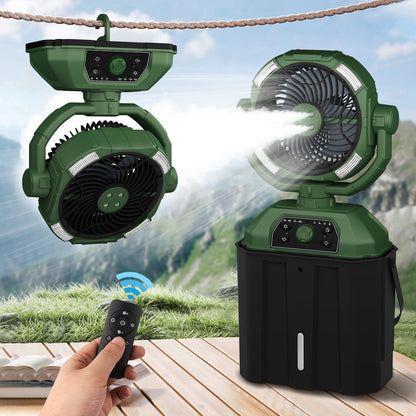 Portable USB Rechargeable Camping Fan with Spray Humidification