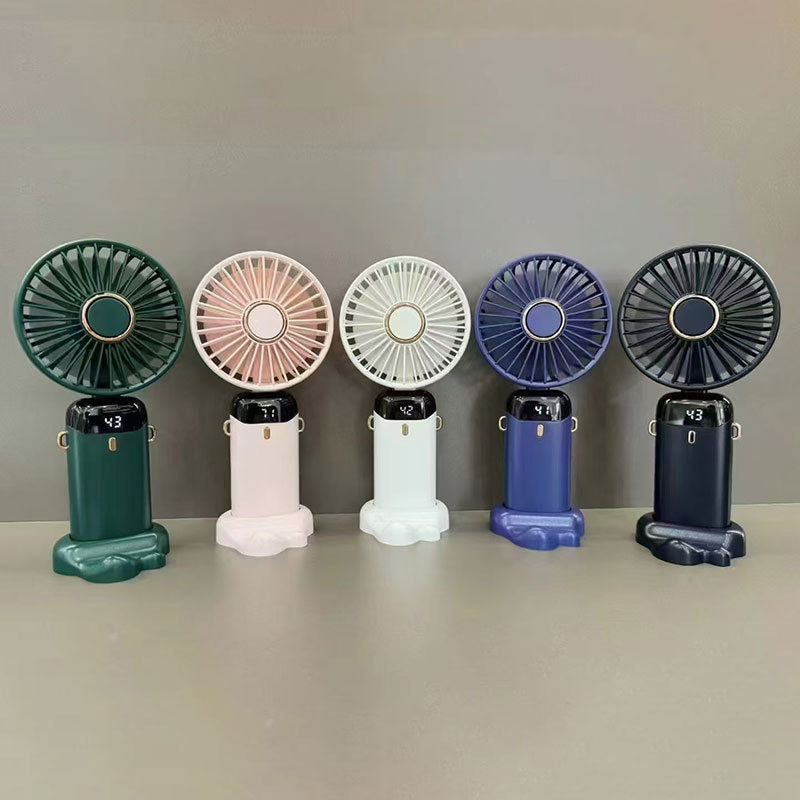 Portable USB Rechargeable Handheld Fan with Digital Display