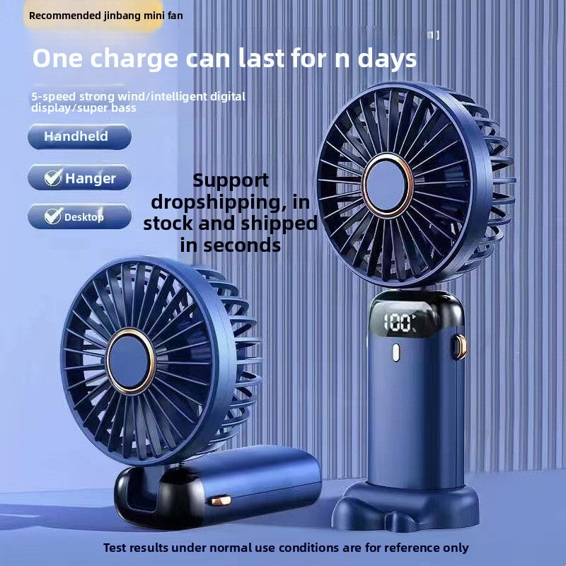 Portable USB Rechargeable Handheld Fan with Digital Display