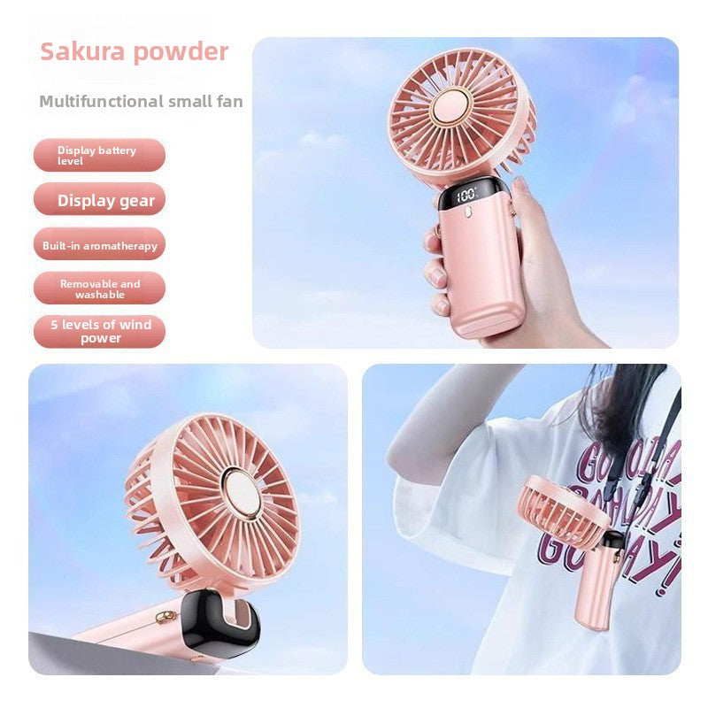 Portable USB Rechargeable Handheld Fan with Digital Display