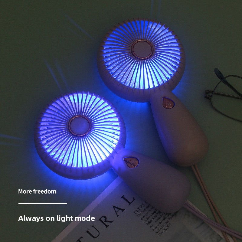 Portable USB Rechargeable Handheld Fan with LED Light