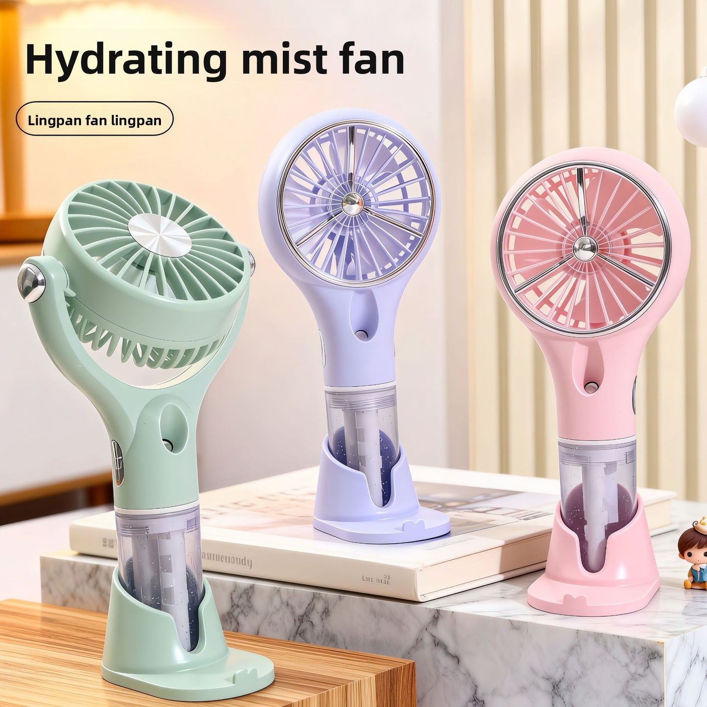 Portable USB Rechargeable Handheld Fan with Spray