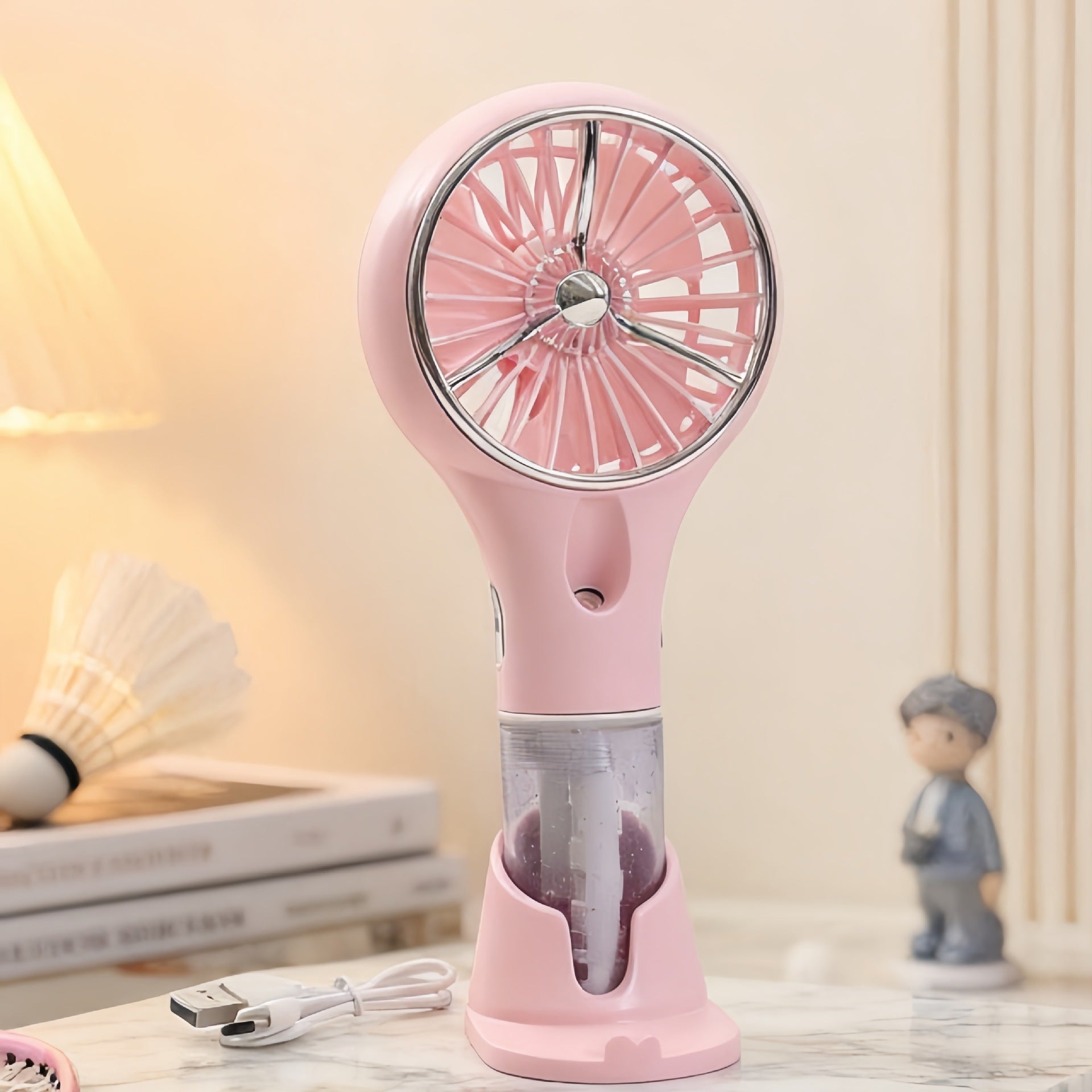 Portable USB Rechargeable Handheld Fan with Spray