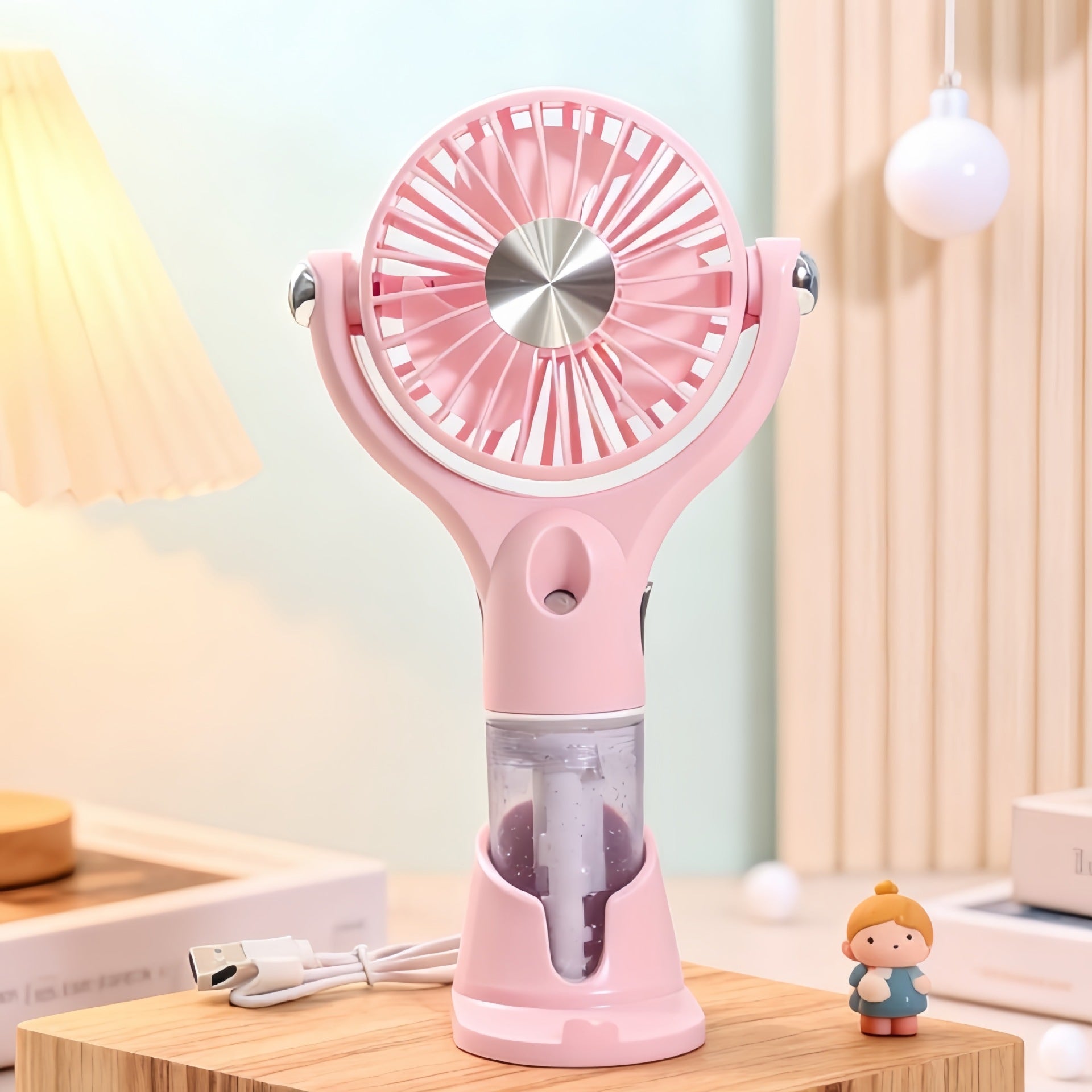 Portable USB Rechargeable Handheld Fan with Spray