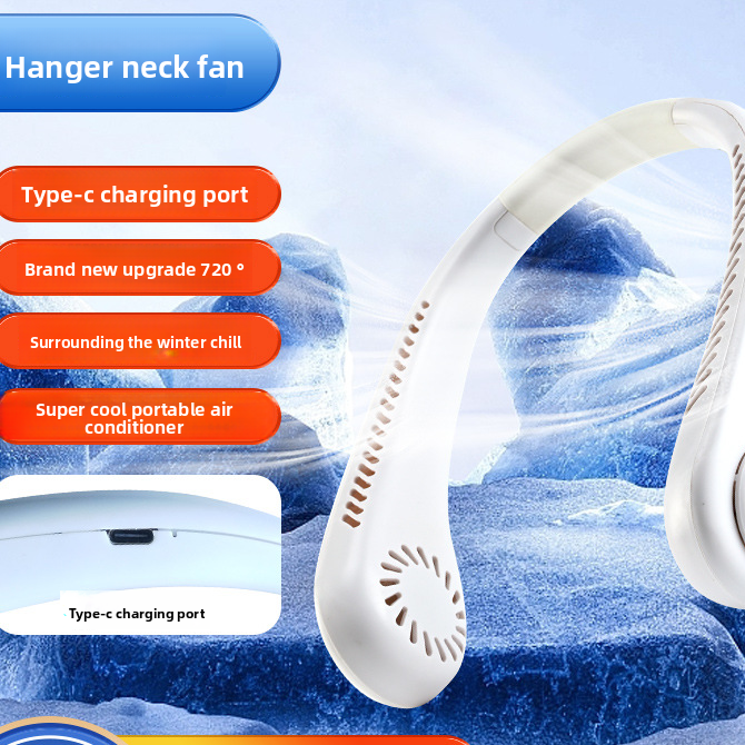Portable USB Rechargeable Neck Fan with Adjustable Speeds