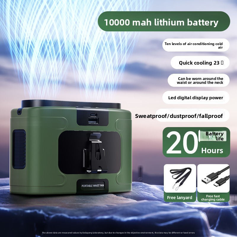 Portable USB Rechargeable Waist Fan with Battery