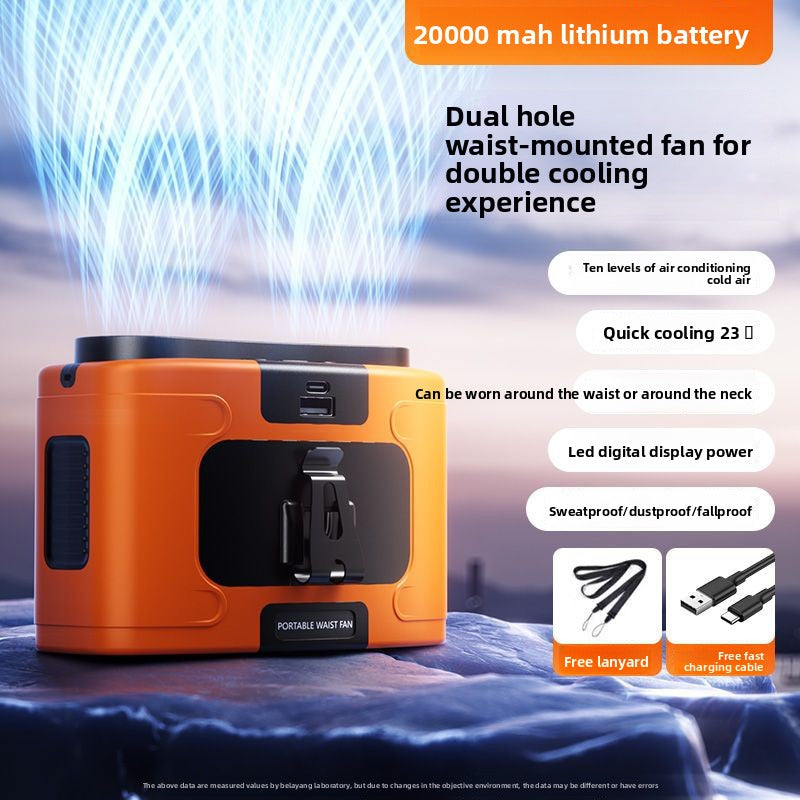 Portable USB Rechargeable Waist Fan with Battery