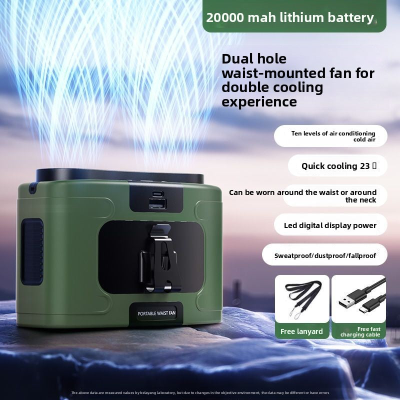 Portable USB Rechargeable Waist Fan with Battery
