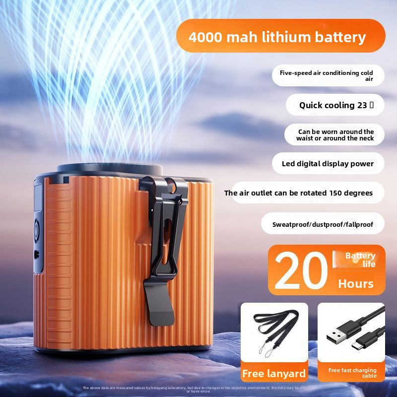 Portable USB Rechargeable Waist Fan with Battery