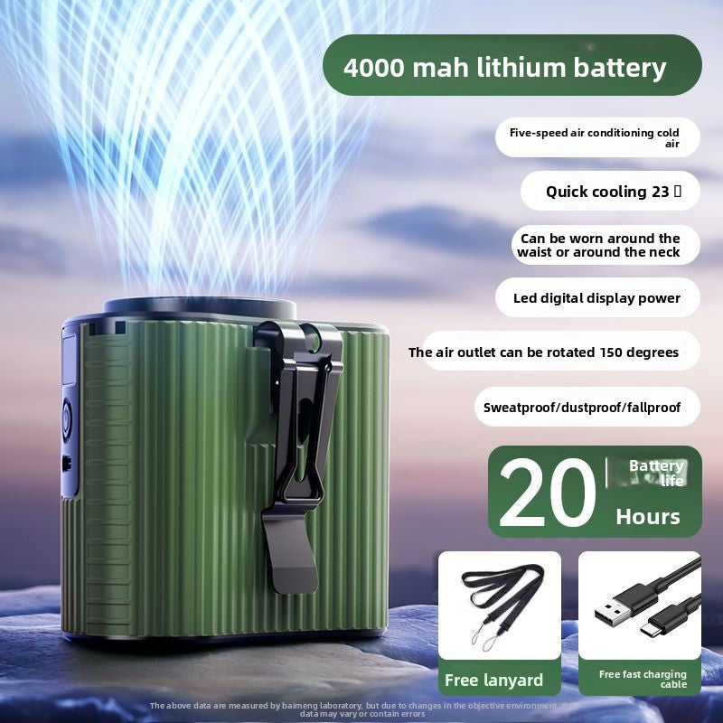 Portable USB Rechargeable Waist Fan with Battery