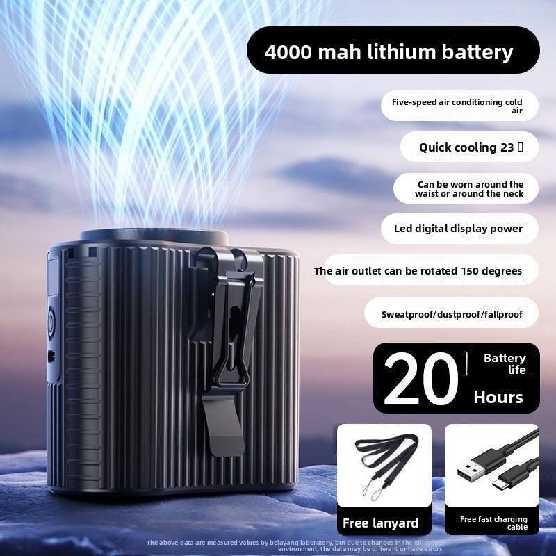 Portable USB Rechargeable Waist Fan with Battery
