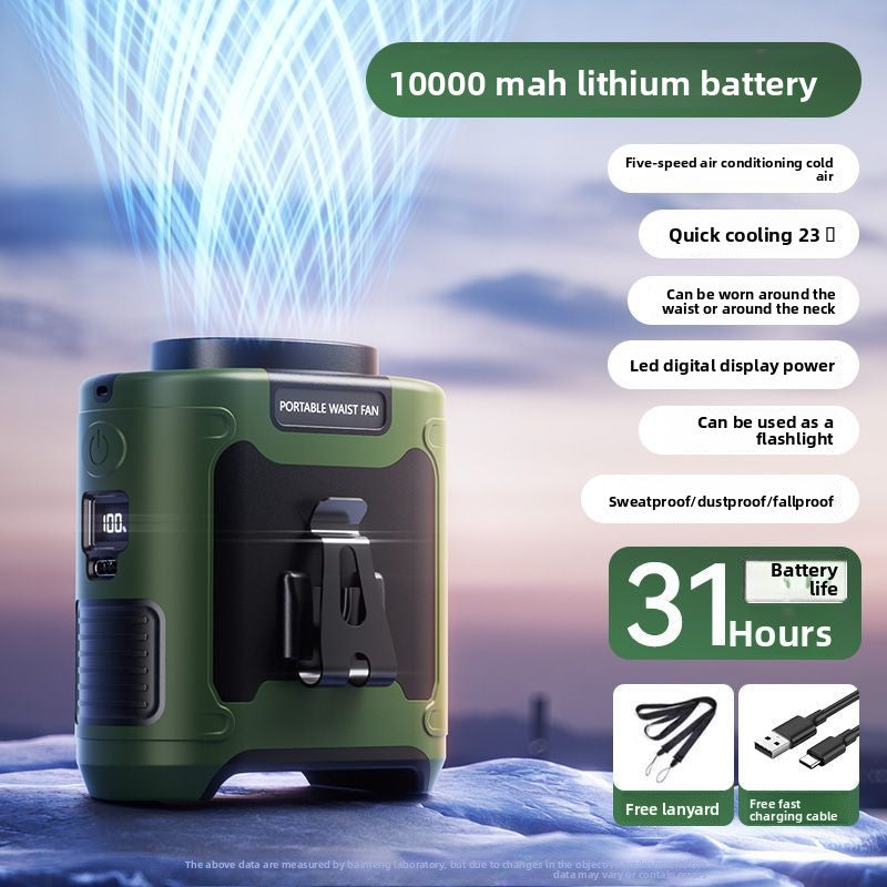 Portable USB Rechargeable Waist Fan with Battery