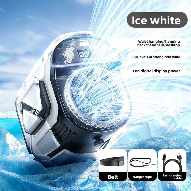Portable USB Rechargeable Waist Fan with Digital Display