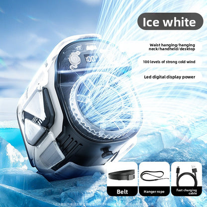 Portable USB Rechargeable Waist Fan with Digital Display