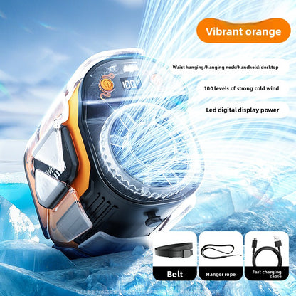 Portable USB Rechargeable Waist Fan with Digital Display