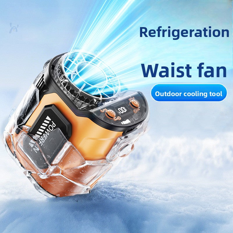 Portable USB Rechargeable Waist Fan with Digital Display
