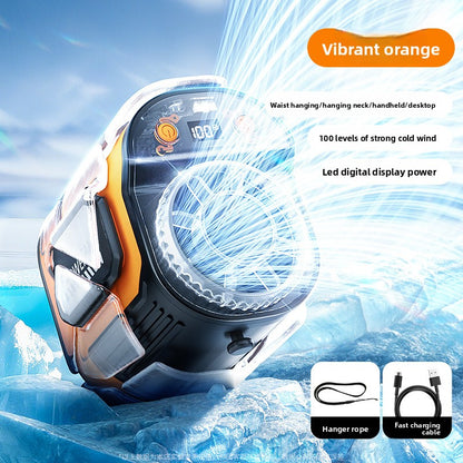 Portable USB Rechargeable Waist Fan with Digital Display