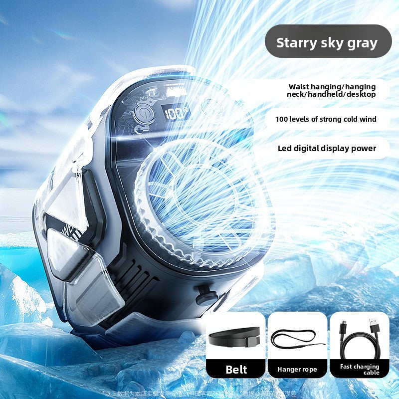 Portable USB Rechargeable Waist Fan with Digital Display