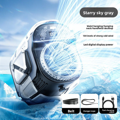 Portable USB Rechargeable Waist Fan with Digital Display