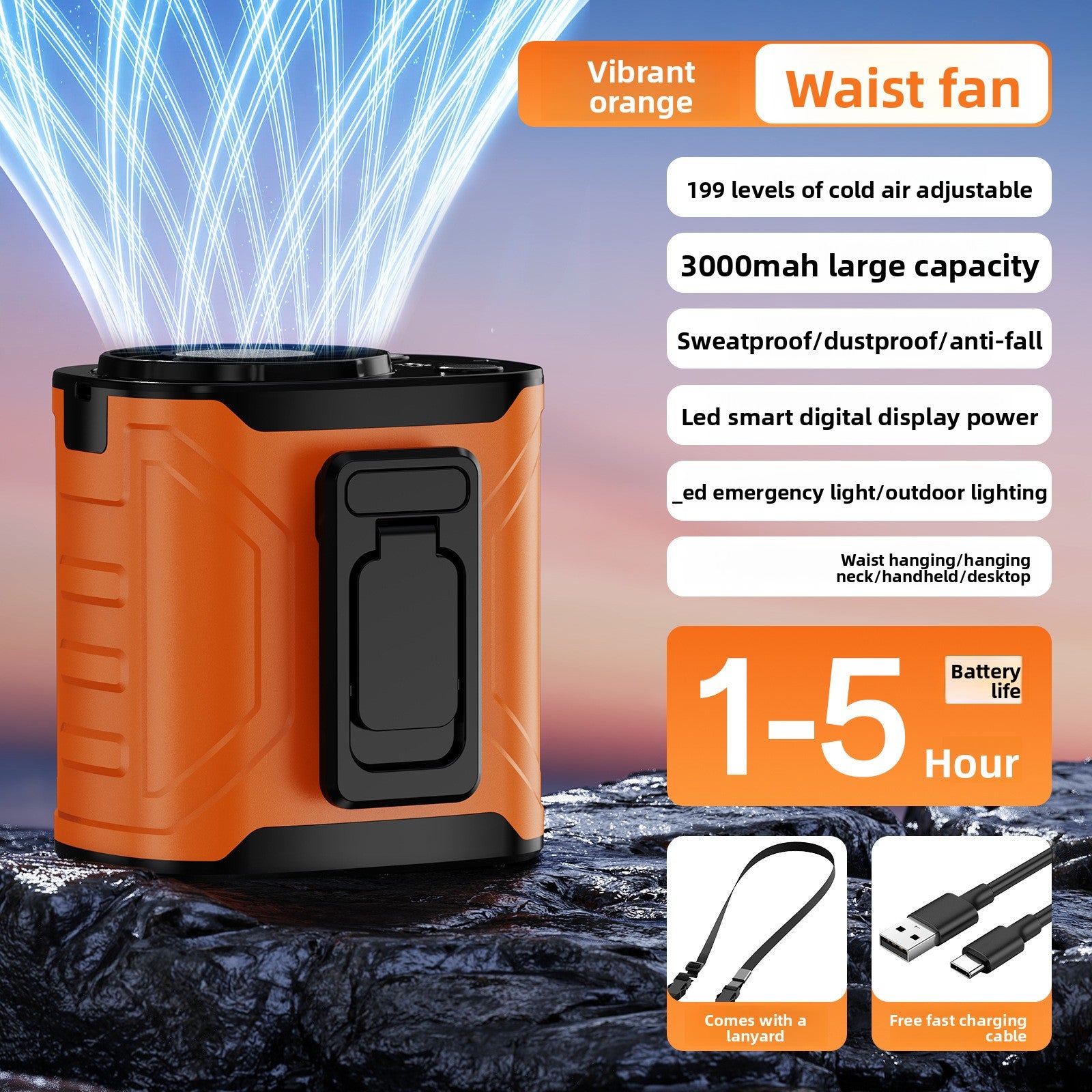 Portable Waist Fan with Long Battery Life