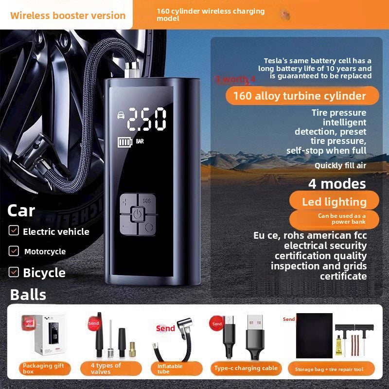 Portable wireless air pump for vehicles