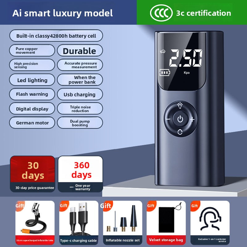 Portable Wireless Car Air Pump with Tire Pressure Measurement