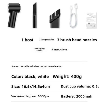 Portable wireless handheld car vacuum cleaner