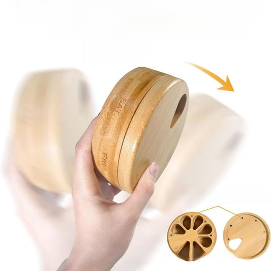 Portable Wooden Weekly Pill Organizer