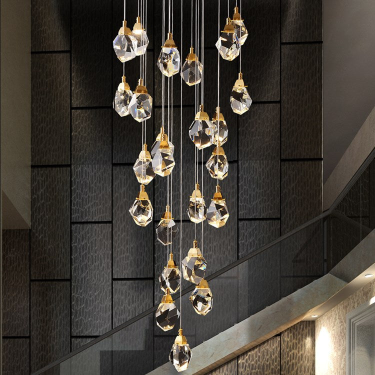 Postmodern Copper Crystal Chandelier for Living Room