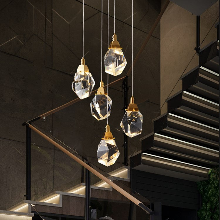 Postmodern Copper Crystal Chandelier for Living Room
