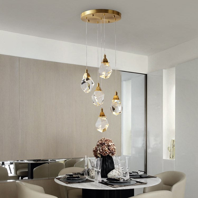 Postmodern Copper Crystal Chandelier for Living Room