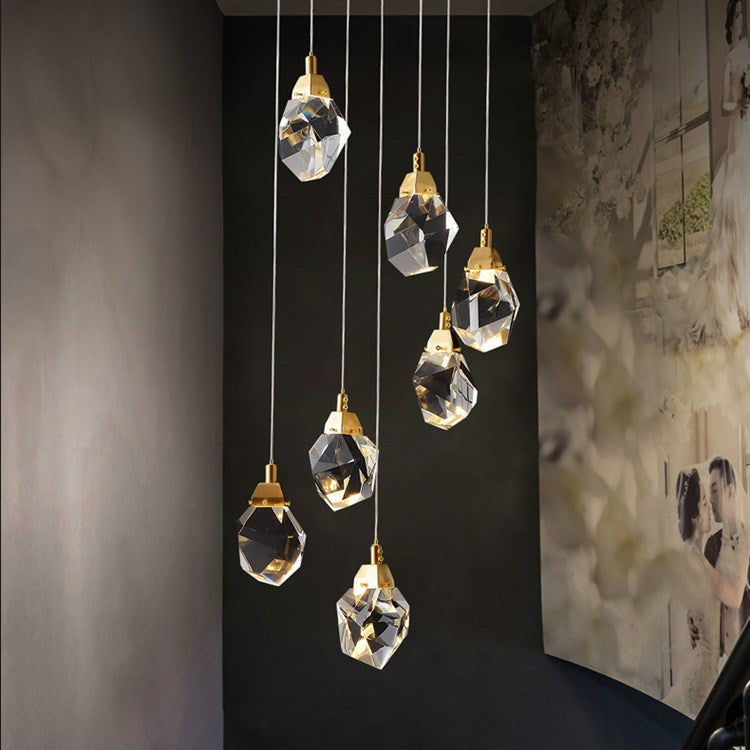 Postmodern Copper Crystal Chandelier for Living Room