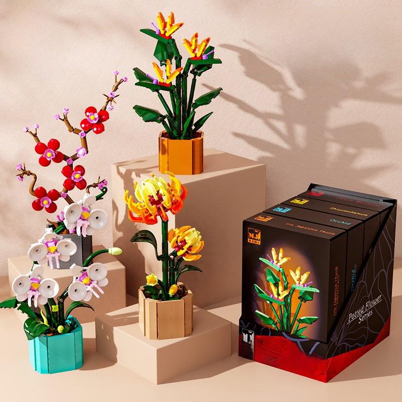 Potted flower bouquet assembly toy figurine