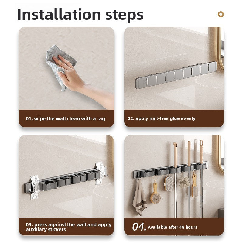 Powerful mop wall hook