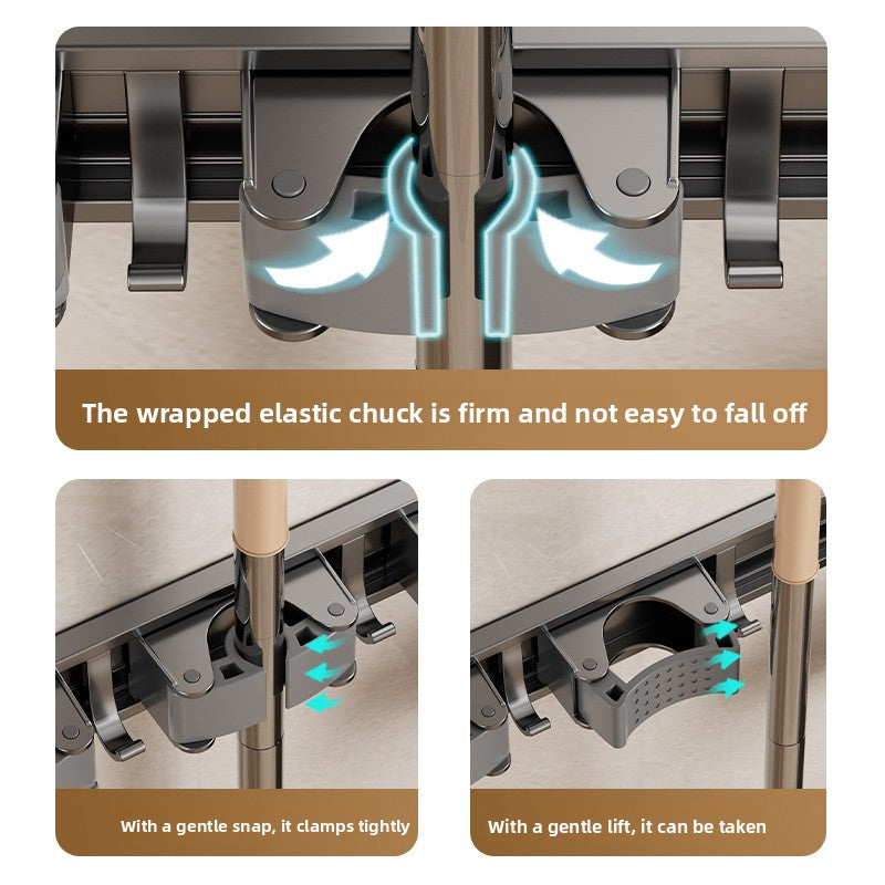 Powerful mop wall hook
