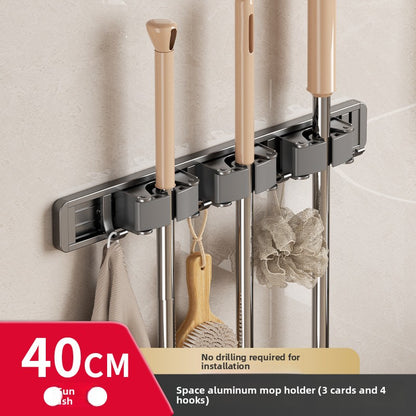 Powerful mop wall hook
