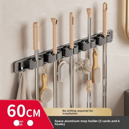 Powerful mop wall hook